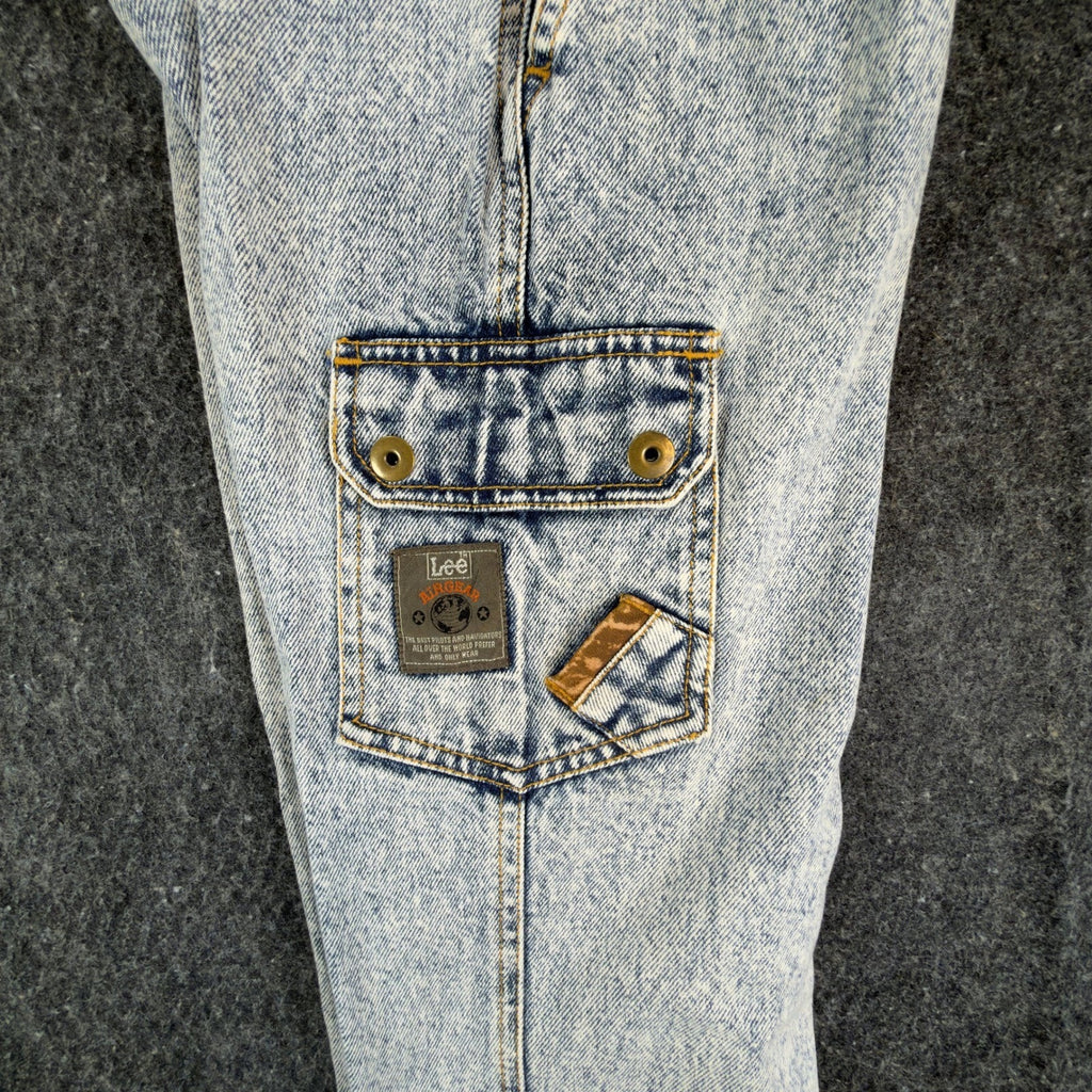 Lee AirGear Cargo Jeans Boys 6 Blue Cotton Loose Fit Vintage 90s Acid Wash