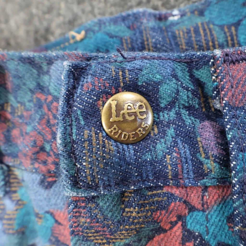 Lee Vintage 90s Floral Jeans Girls 14 Slim Blue USA Made NOS NWT 24.5 Waist - take2supply