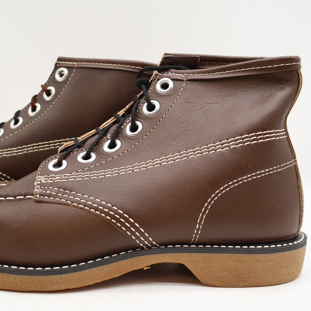 Vintage Cedar Crest Flex-Weld Brown Leather Moc Toe Work Boots Men's 7 USA Deadstock