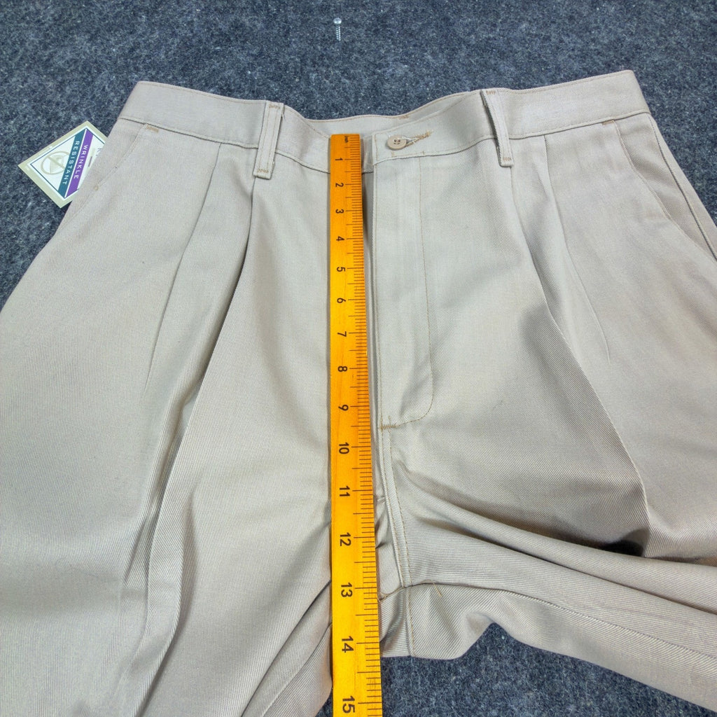 Wrangler Riata Pants Mens 35x30 Vintage 90s Khaki Cotton Relaxed Fit Pleated NEW
