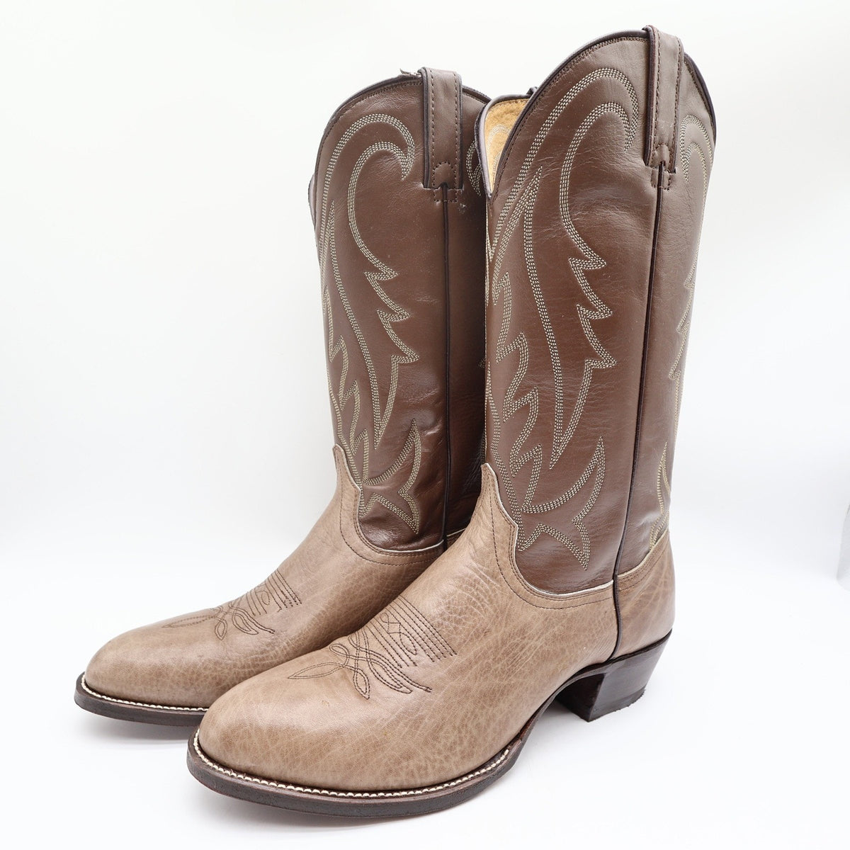 Wrangler Vintage Trophy Series Cowboy Boots Mens 10.5 D Taupe Leather NIB USA