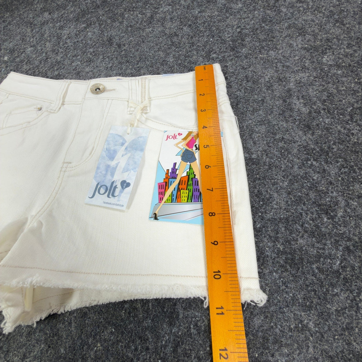 Jolt Y2K Skyrise High Waisted Denim Shorts Juniors 3 White Cotton NWT