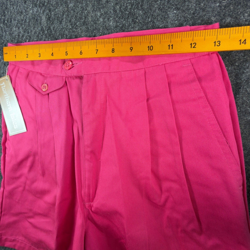 Northern Isles Shorts Womens 9/10 Vintage Pink Cotton Pleated Deadstock NWT