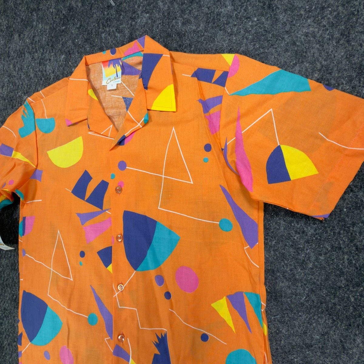 Wrangler Coolers Vintage 80s Geometric Shirt Boys Large Orange Cotton NWT - take2supply