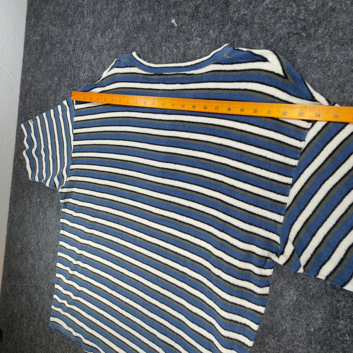 Vintage Ferruche Mens XL Henley Shirt Striped French Terry Blue White NWT 90s