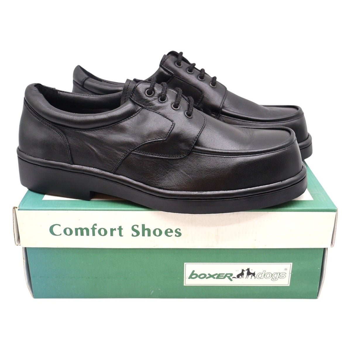 Vintage Boxer Dogs 9928 Black Leather Moc Toe Comfort Oxfords Men's 11D Deadstock