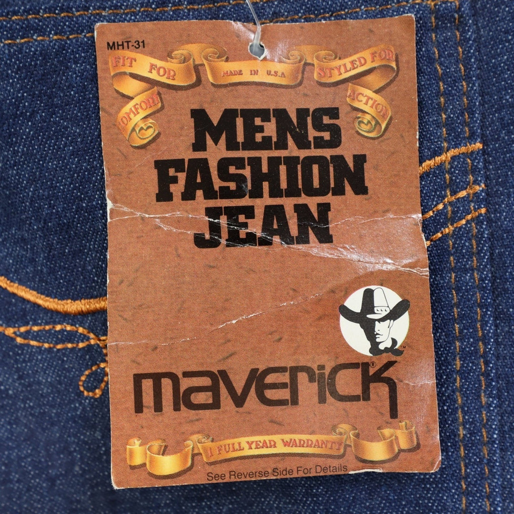 Maverick Vintage 70s Jeans Mens 32L Blue Cotton Denim Made in USA NOS NWT - take2supply