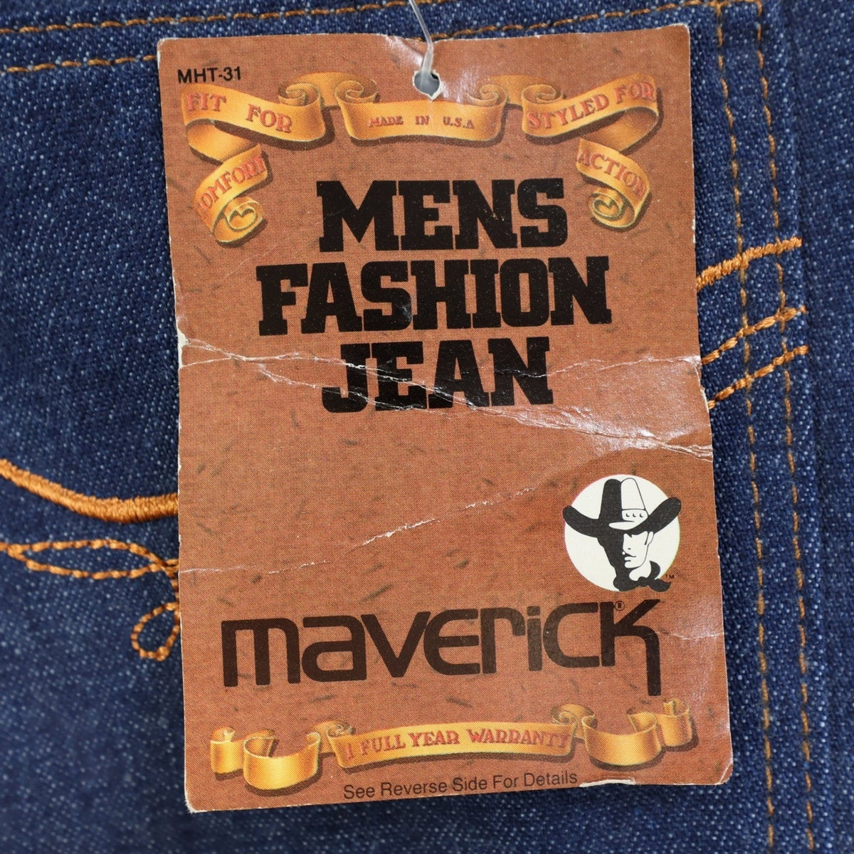 Maverick Vintage 70s Jeans Mens 32L Blue Cotton Denim Made in USA NOS NWT - take2supply