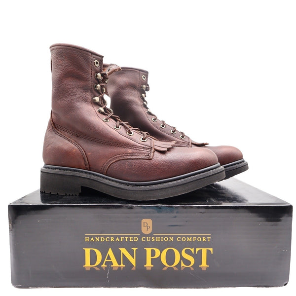 Dan Post Leather Work Boots Men 9.5 D Brown Oily Lace Up Kiltie NWT Box