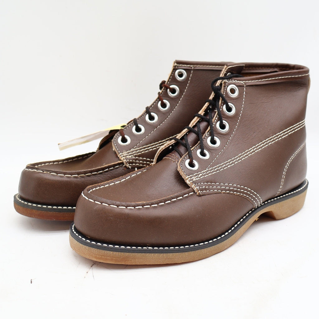 Vintage Cedar Crest Flex-Weld Brown Leather Moc Toe Work Boots Men's 7 USA Deadstock