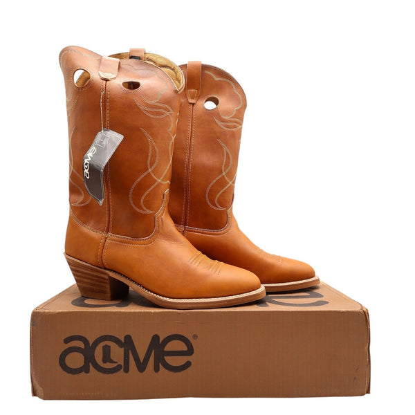 Acme Vintage 80s Western Cowboy Boots Mens 10.5 EW Brown Leather Box NWT