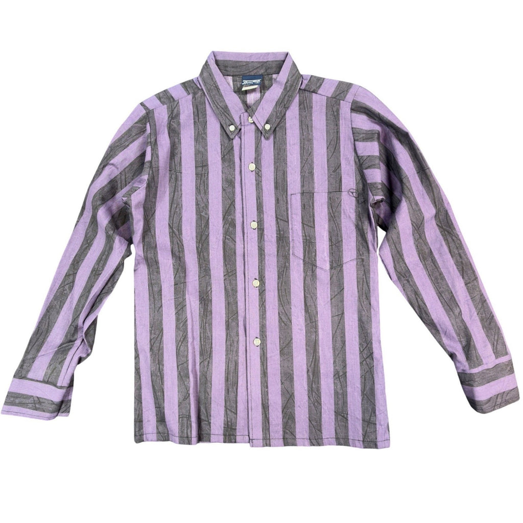 Sands Point Vintage 80s Shirt Boys 14 Purple Grey Striped USA