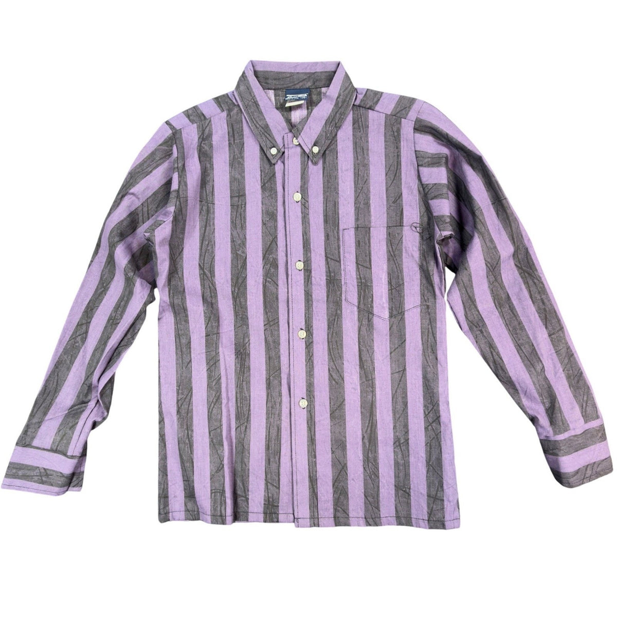 Sands Point Vintage 80s Shirt Boys 14 Purple Grey Striped USA