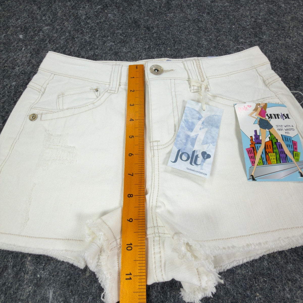 Jolt Y2K Skyrise High Waisted Denim Shorts Juniors 3 White Cotton NWT