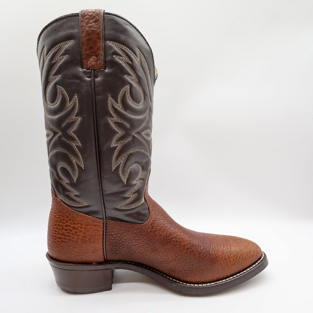 Vintage Wrangler Boots Mens 11.5 D Brown Bullhide Leather Cowboy Western USA NWB