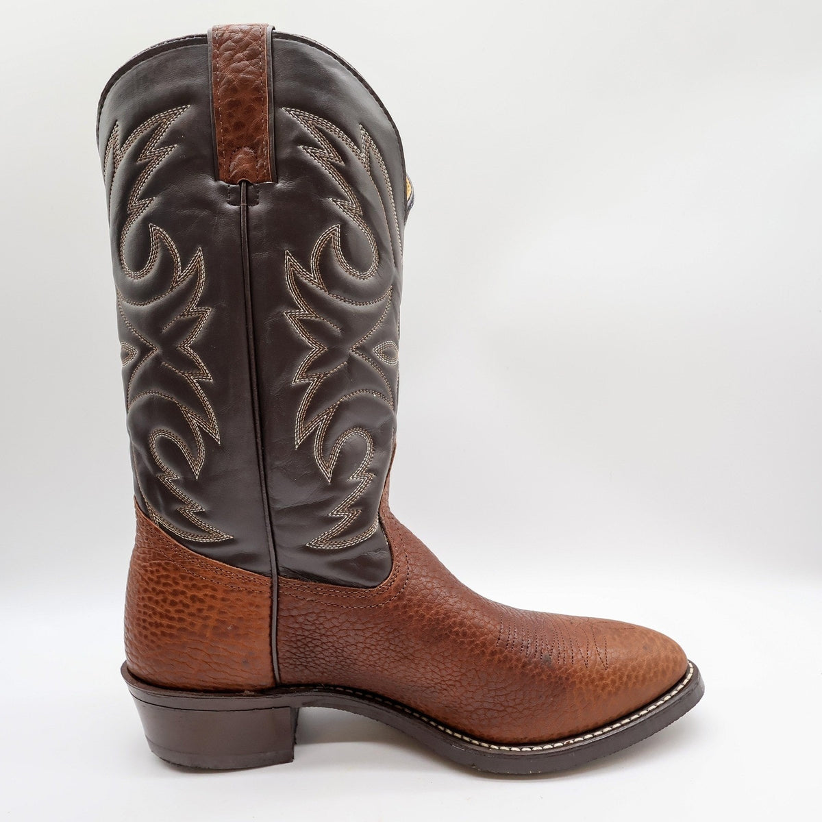 Vintage Wrangler Boots Mens 11.5 D Brown Bullhide Leather Cowboy Western USA NWB