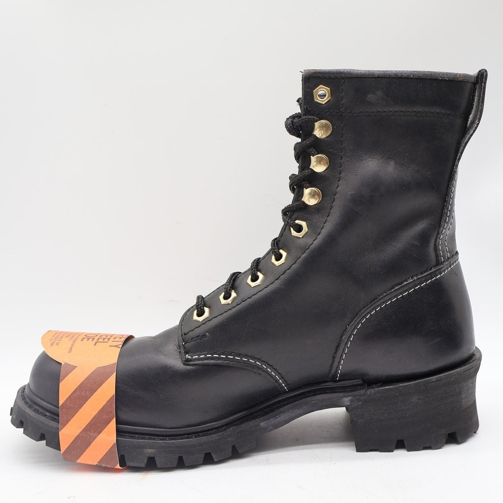 Walker Shoes Steel Toe Work Boots Mens 9.5 EEE Vintage 80s Black Leather 1031