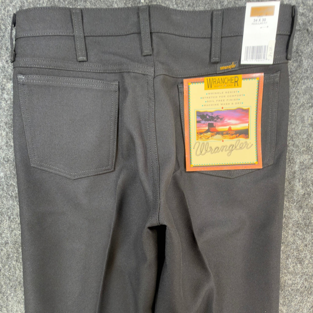 Wrangler Mens Y2K Wrancher Bootcut Dress Pants 34x30 Black Polyester NWT 82BK