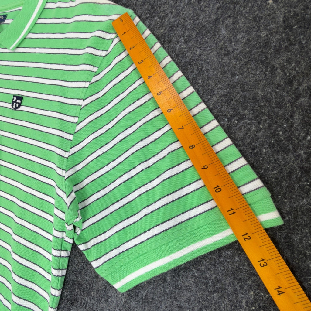 US Polo Assn Mens XL Polo Shirt Striped Green White Pique Short Sleeve NWT