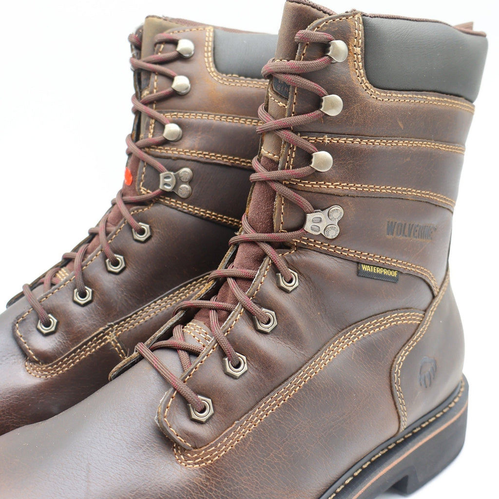 Wolverine Brek 8" Work Boots Mens 12 Brown Leather Steel Toe Waterproof W10082 - take2supply