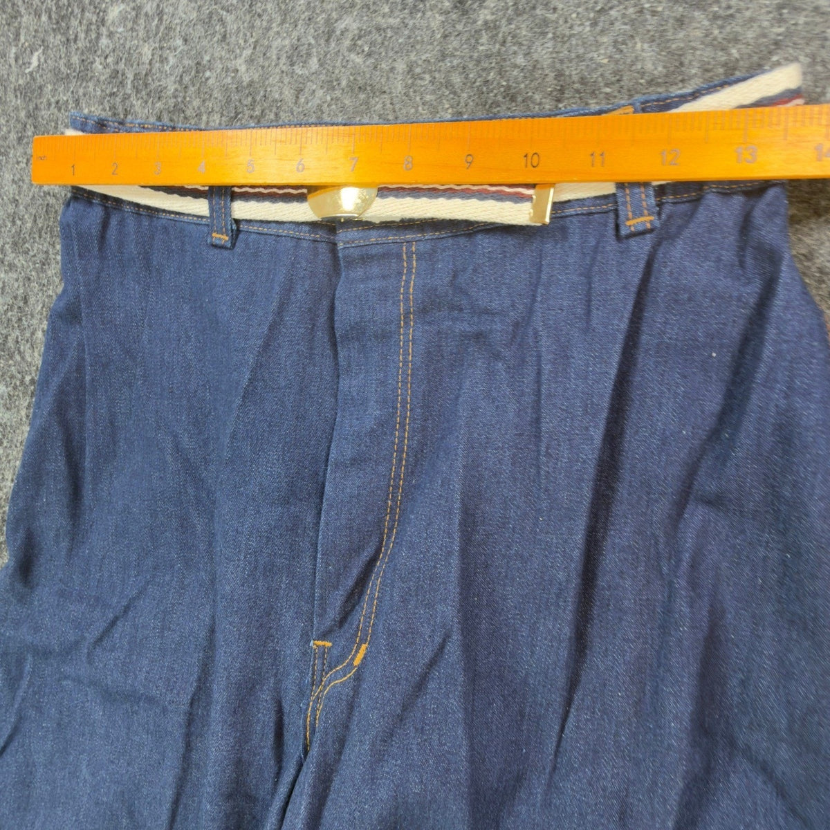 Fancy Props Vintage 70s Jeans Pants Womens 12 Blue High Waist Belted Wide Leg