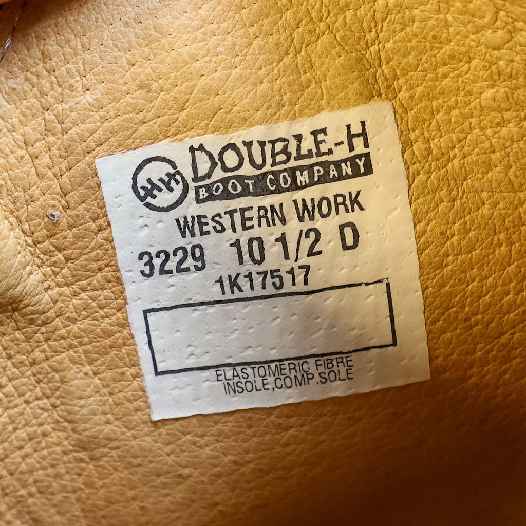 Double-H 3229 AG7 Brown Leather Western Work Boots Men's 10.5D NWT Deadstock