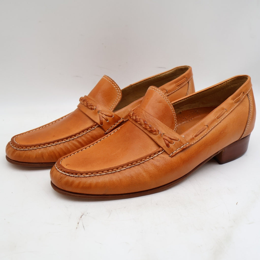 Vintage Wrangler 96-6100 Tan Leather Braided Penny Loafers Men's 10D Deadstock