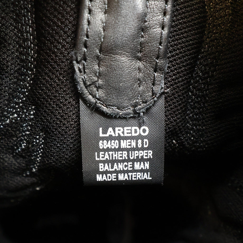 Laredo 68450 Black Tumbled R Toe Western Cowboy Boots Men's 8D NWT