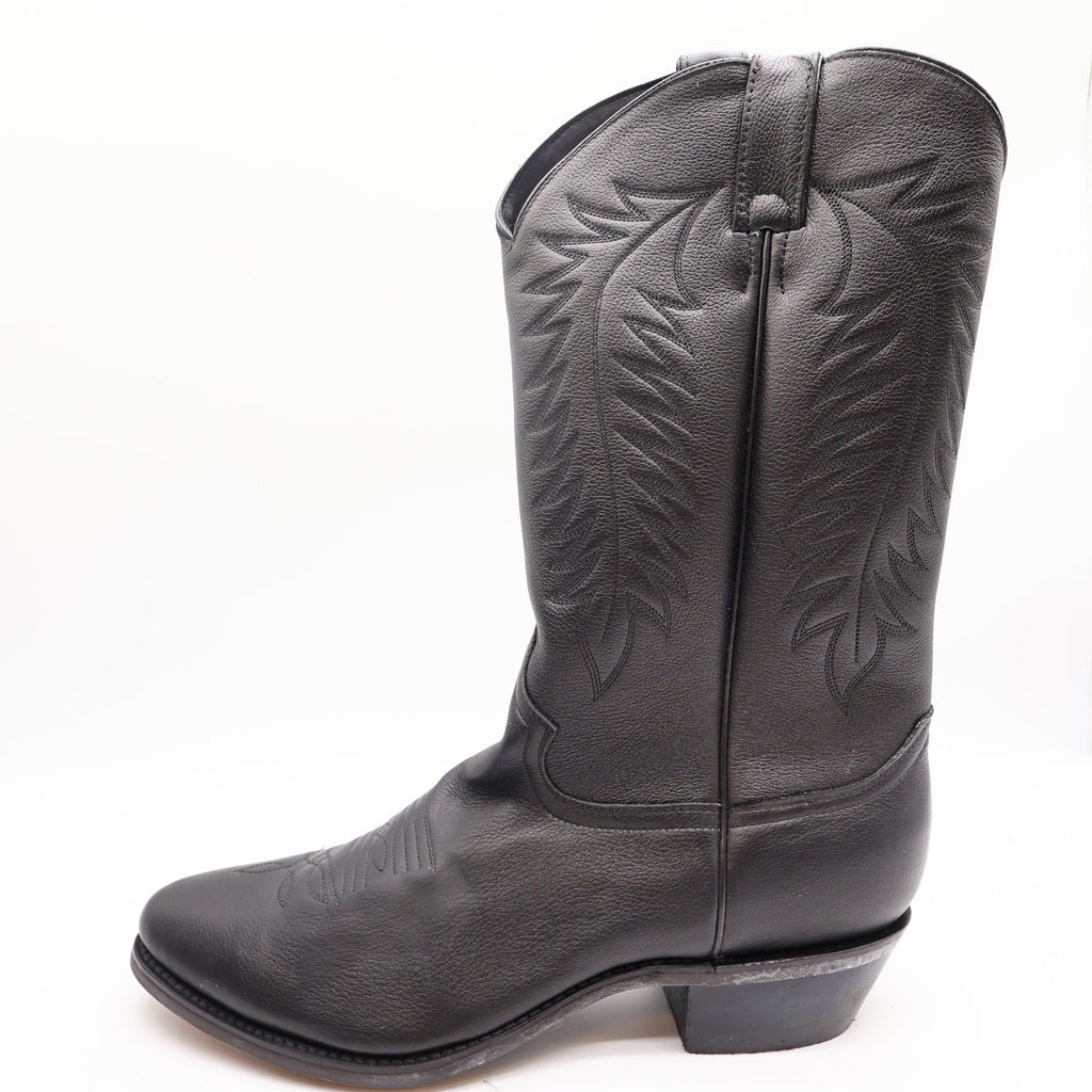 Diamond J Western Cowboy Boots Mens 11 Black Deertan Leather Excellent