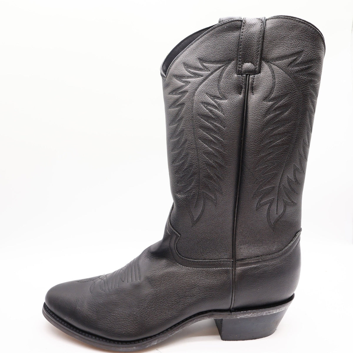 Diamond J Western Cowboy Boots Mens 11 Black Deertan Leather Excellent