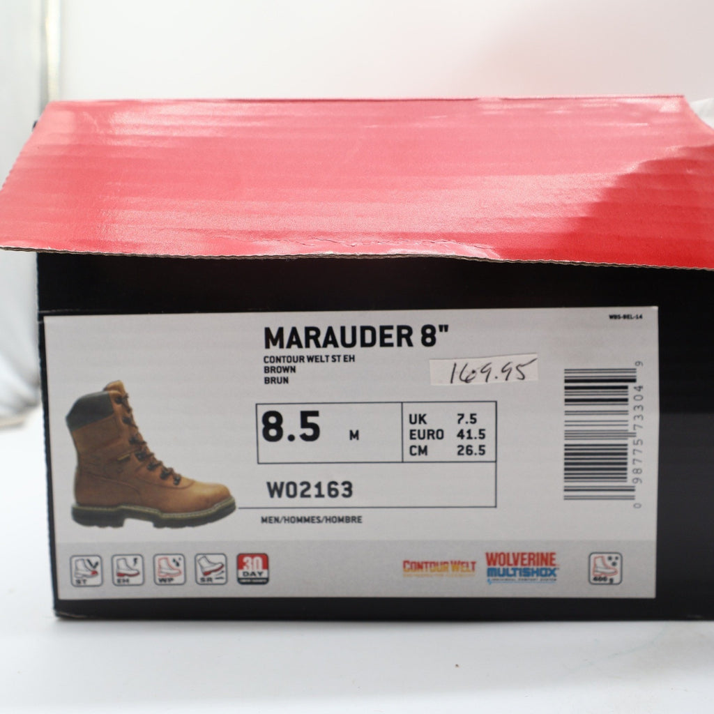 Wolverine Marauder 8 Work Boots Mens 8.5 Brown Leather Steel Toe NWT W02163