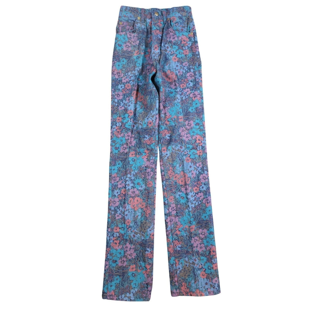Lee Vintage 90s Floral Jeans Girls 14 Slim Blue USA Made NOS NWT 24.5 Waist - take2supply