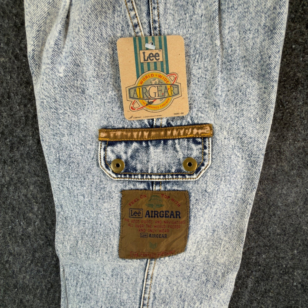 Lee AirGear Cargo Jeans Boys 6 Blue Cotton Loose Fit Vintage 90s Acid Wash