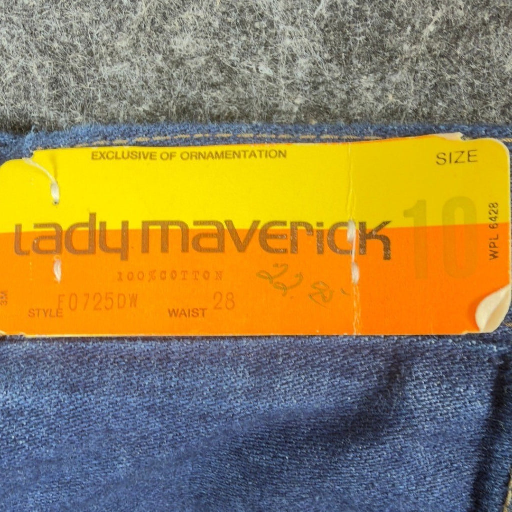 Lady Maverick Vintage 70s Jeans Womens 10 Blue High Waist Wide Leg Deadstock NOS