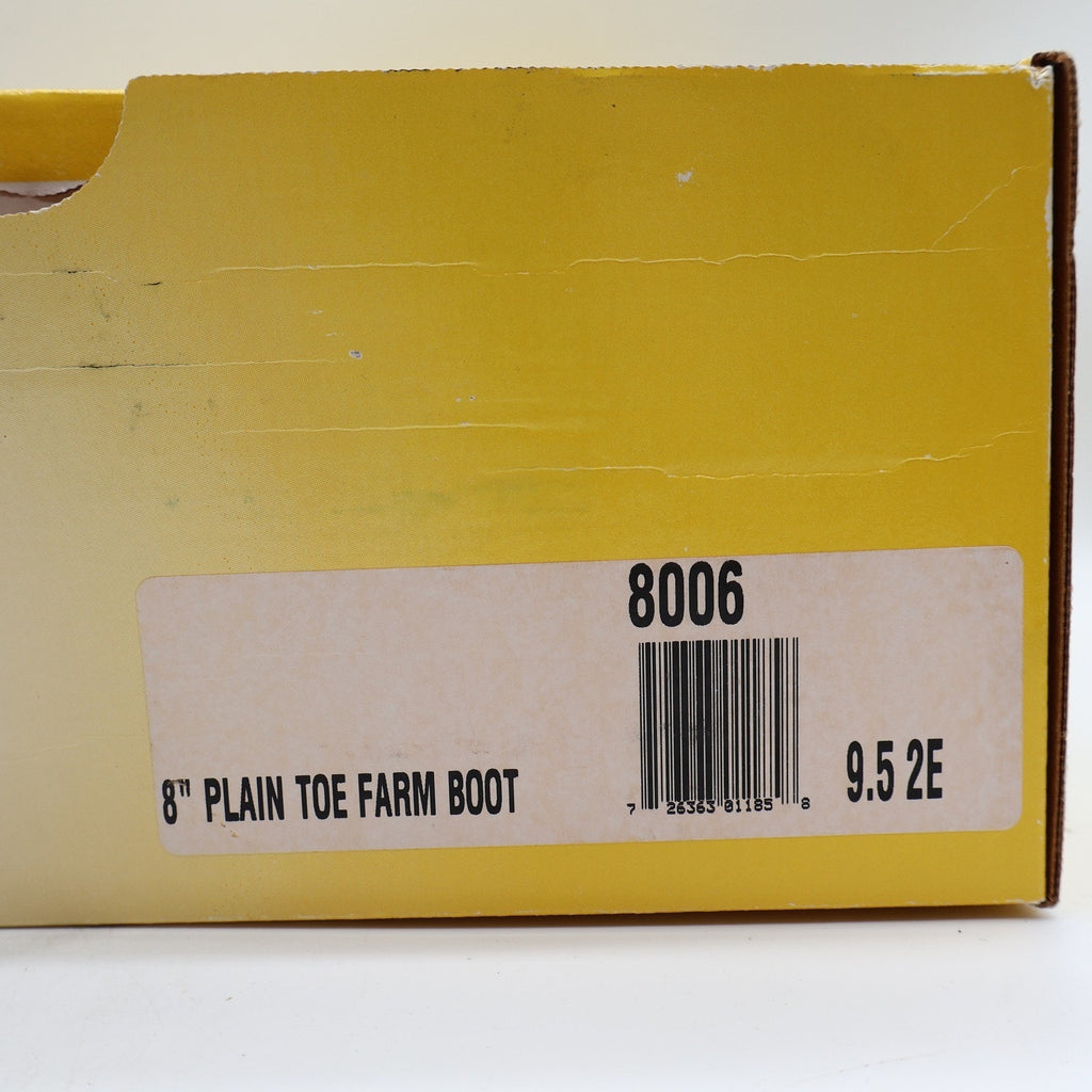 Carolina 8006 Plain Toe Farm Boot Mens 9.5 2E USA Made Brown Leather Work Boots