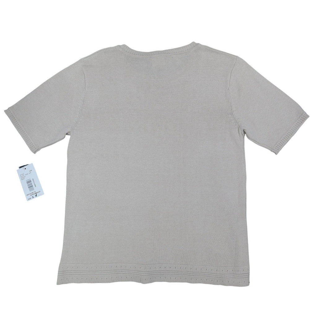 Southern Lady Sweater Womens Small NWT Y2K Buff Beige Embroidered Knit Top 122K