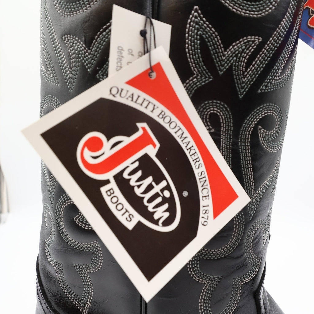 Justin Boots 1409 Mens 10 EE Black London Calf Leather Western Cowboy Boots NIB