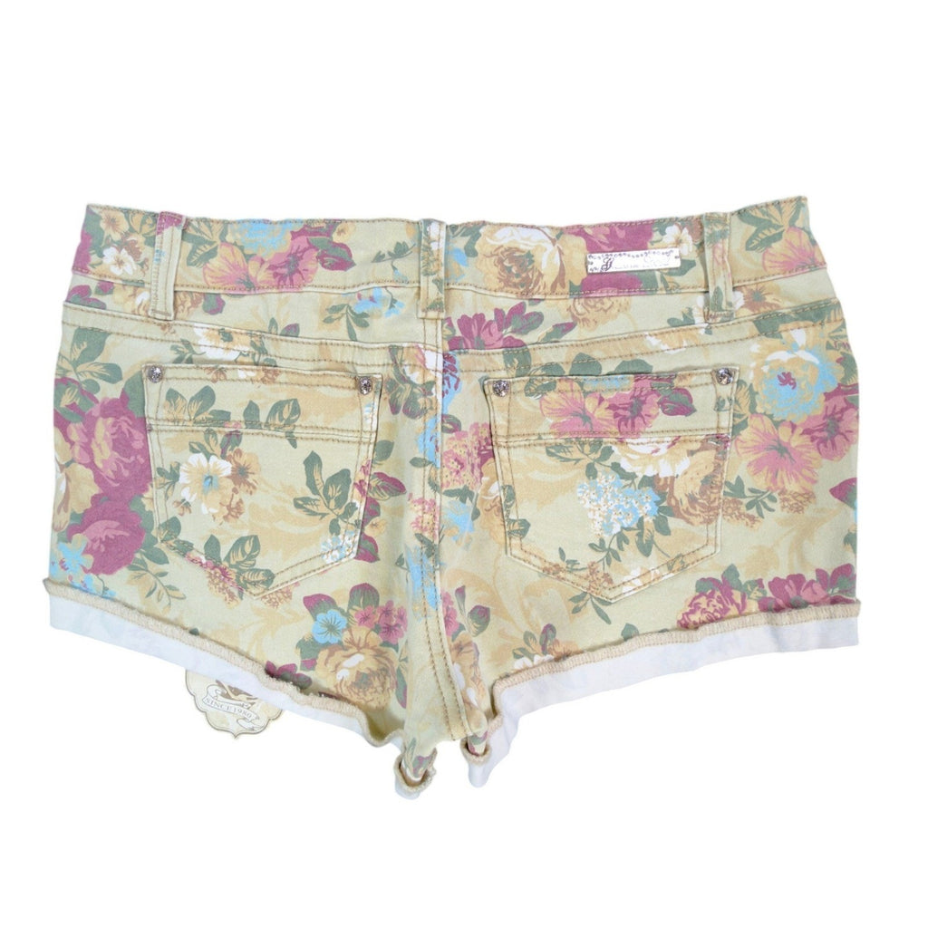 Grace in LA Y2K Floral Denim Shorts Womens 9/28 Yellow Rose NWT