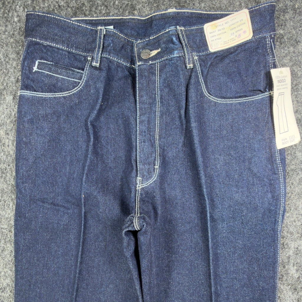 Gino Cappeli Vintage 70s Boot Cut Jeans Mens 34x35 Indigo Cotton Denim NWT - take2supply