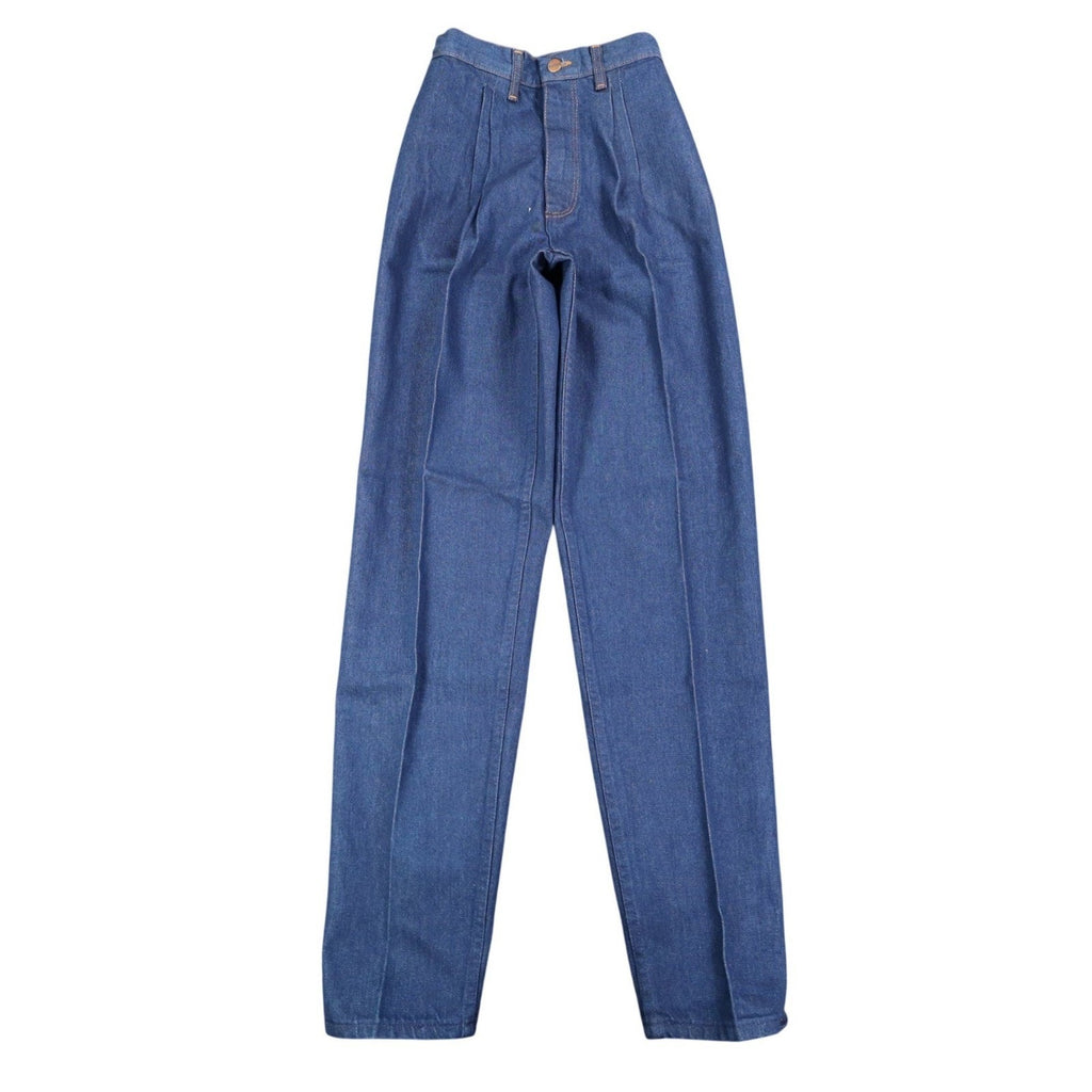 Maverick Pleated Denim Jeans Juniors 7 Vintage 70s Dark Wash USA Made Deadstock