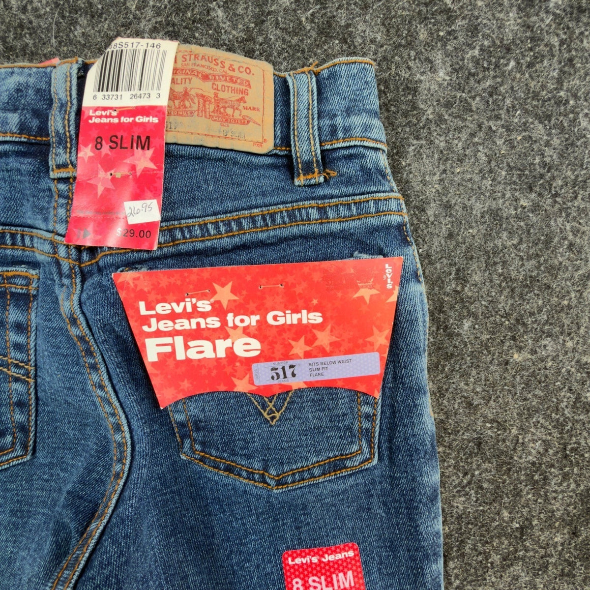 Levi's Vintage Y2K 517 Flare Jeans Girls Size 8 Slim Blue Denim NOS - take2supply