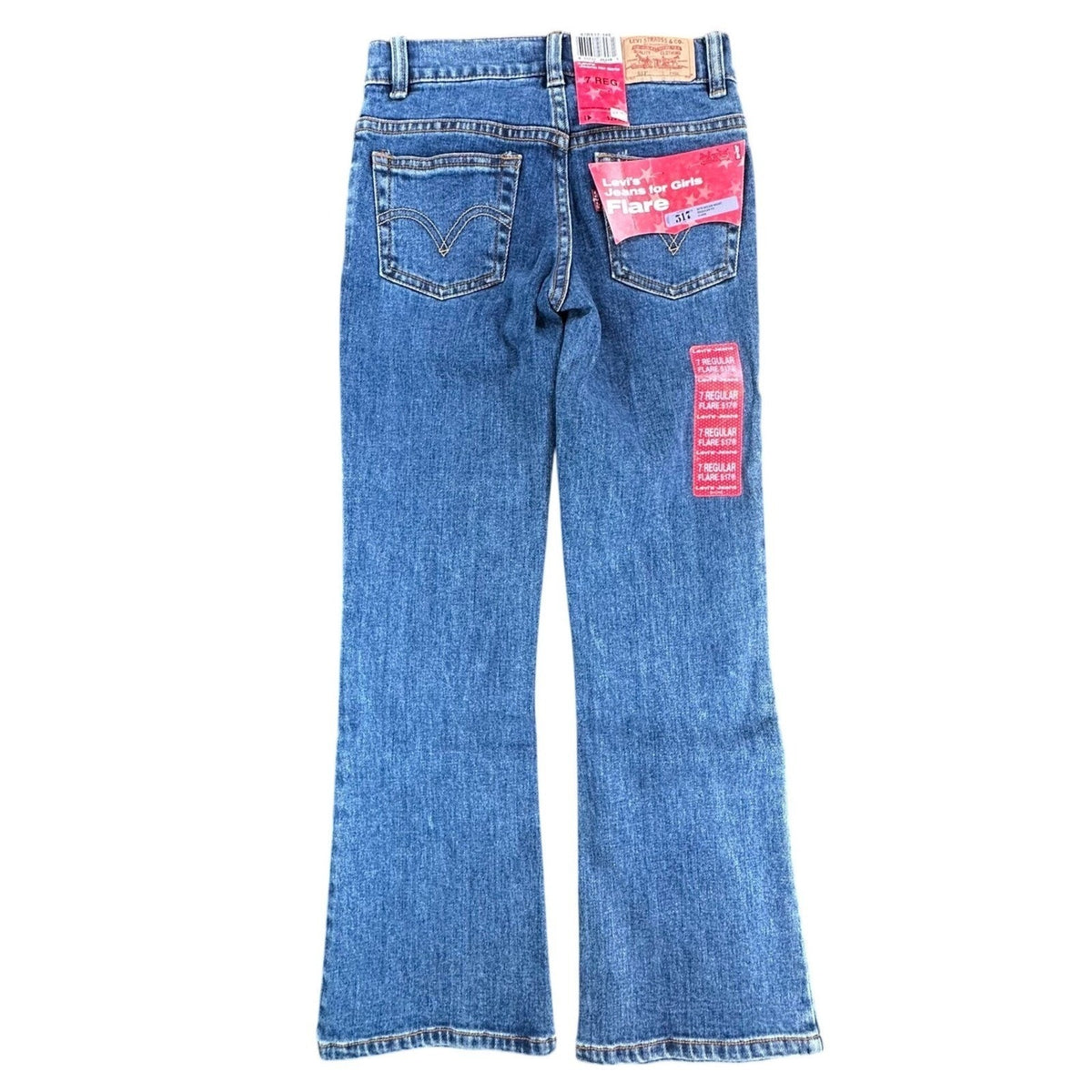 Levi's Vintage Y2K 517 Flare Jeans Girls Size 7 Blue Denim Stretch NWT