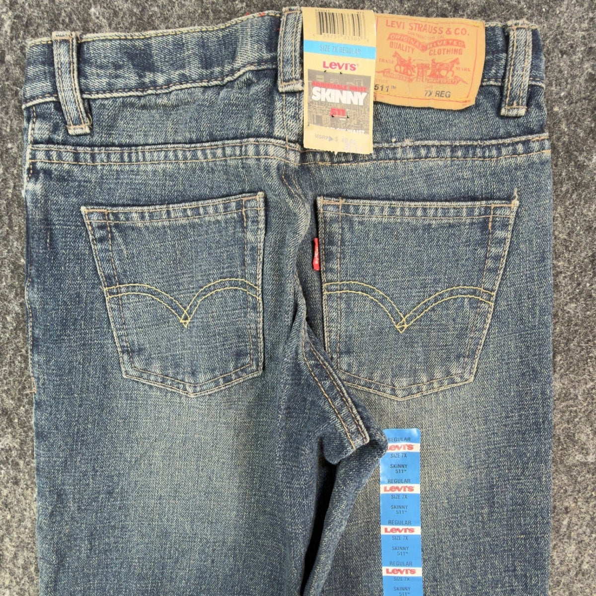 Levi's 511 Skinny Jeans Boys 7X Blue Denim NWT Modern Adjustable Waist C341