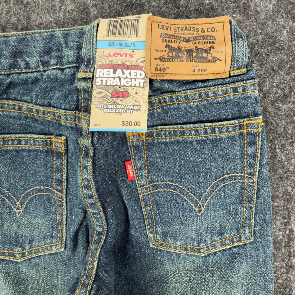 Levi's Y2K 549 Relaxed Straight Shorts Boys 4 Blue Ramie Cotton NWT