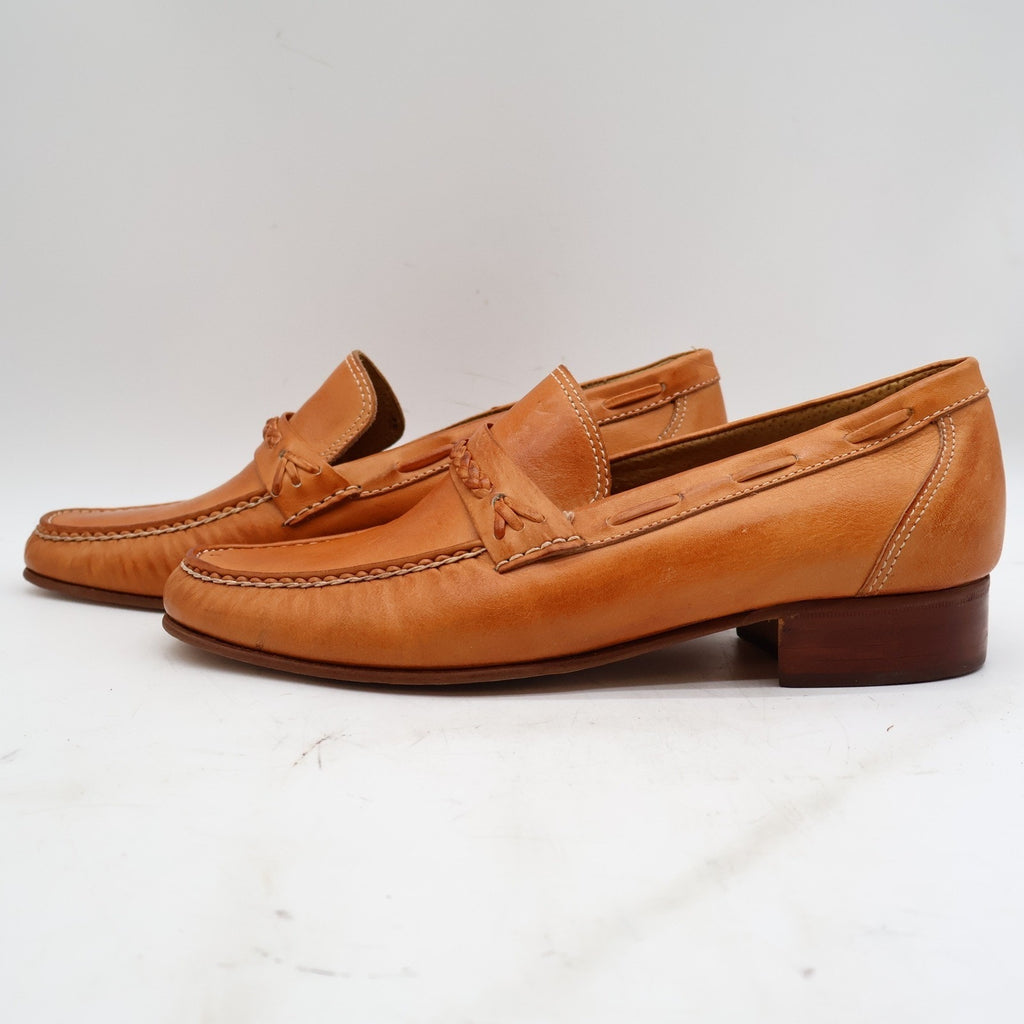 Vintage Wrangler 96-6100 Tan Leather Braided Penny Loafers Men's 10D Deadstock