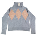 Hem & Thread Argyle Turtleneck Sweater Womens Small Gray Orange Knit Style 30984