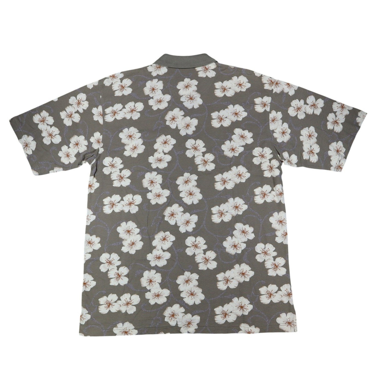 Winner Mate Polo Shirt Mens Large Vtg Floral Cotton Rayon Olive Green Deadstock