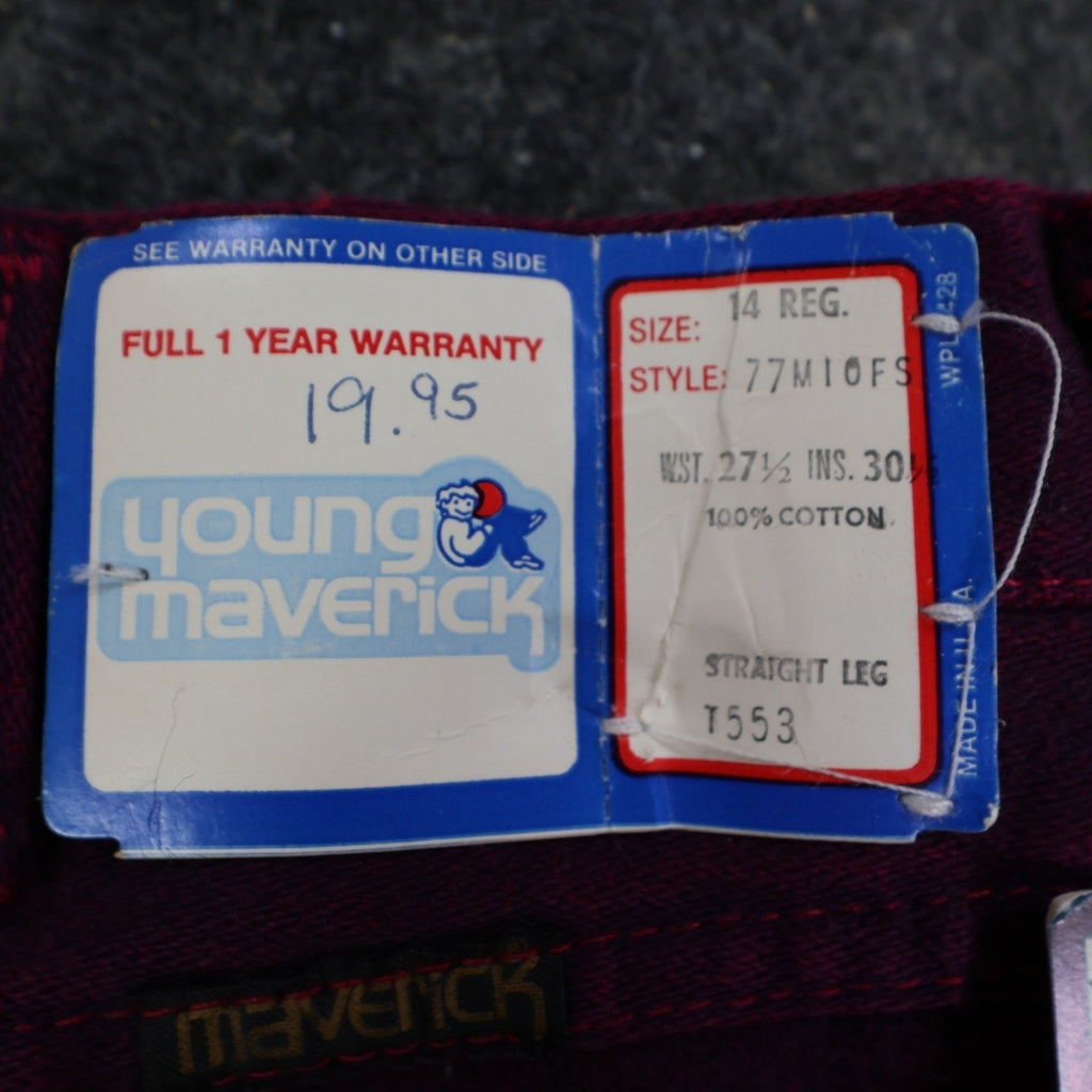 Maverick Vintage 80s Purple Jeans Girls 14 Reg USA Made NOS NWT 27.5x30 - take2supply