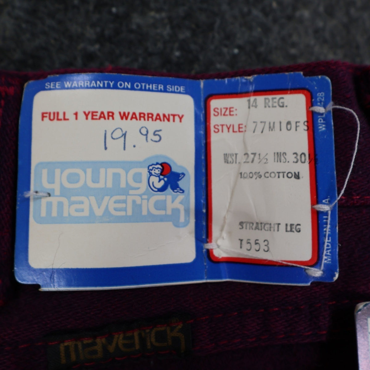 Maverick Vintage 80s Purple Jeans Girls 14 Reg USA Made NOS NWT 27.5x30 - take2supply