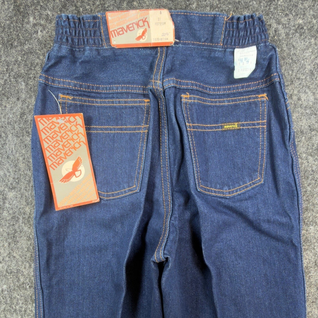 Maverick Vintage 70s Flare Jeans Women 8 Blue Cotton Denim NWT Made in USA